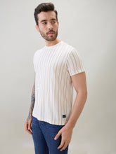 Men's Structured Striped Half Sleeves Regular Fit T-Shirt